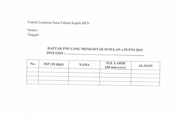 surat Kepala BKN 