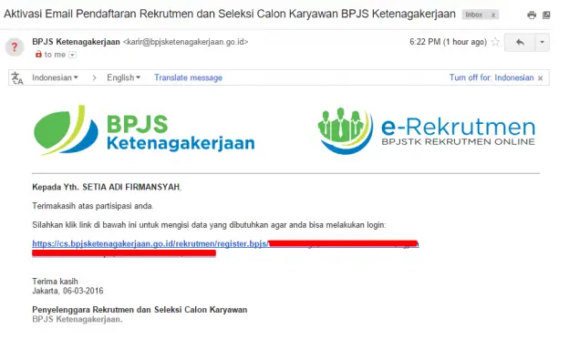 Rekrutmen BPJS Ketenagakerjaan - 1 Verifikasi Email 2