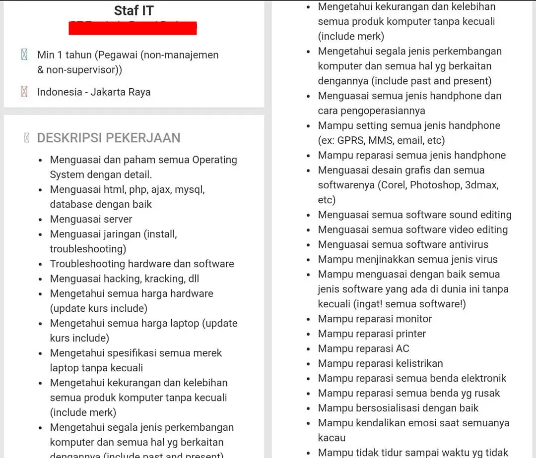 Job Desc Staf IT