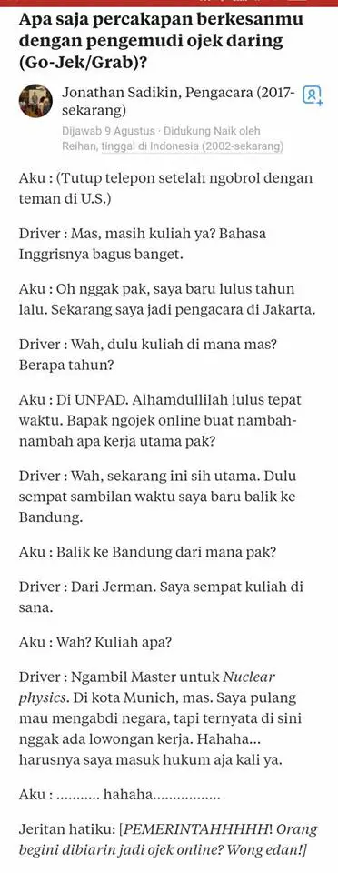 Driver Ojol Lulusan Master