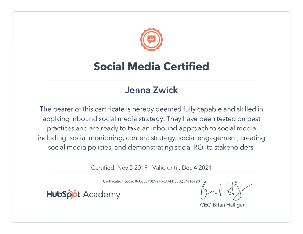Sertifikasi Digital Marketing Gratis yang Bisa Menunjang Kariermu 6 HubSpot Social Media Certificate